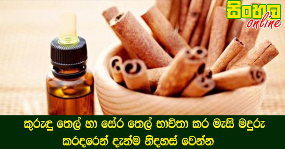 කුරුඳු තෙල් හා සේර තෙල් භාවිතා කර මැසි මදුරු කරදරෙන් දැන්ම නිදහස් වෙන්න.