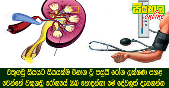 වකුගඩු සියයට සියයක්ම විනාශ වූ පසුයි රෝග ලක්ෂණ පහළ වෙන්නේ වකුගඩු රෝගයේ ඔබ නොදන්නා මේ දේවලුත් දැනගන්න. වකුගඩු සියයට සියයක්ම විනාශ වූ පසුයි රෝග ලක්ෂණ පහළ වෙන්නේ වකුගඩු රෝගයේ ඔබ නොදන්නා මේ දේවලුත් දැනගන්න.