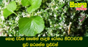 කොළ වර්ග කෑමෙන් ඇදුම රෝගය නිට්ටාවටම සුව කරගන්න පුළුවන්.