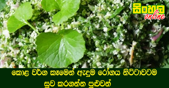 කොළ වර්ග කෑමෙන් ඇදුම රෝගය නිට්ටාවටම සුව කරගන්න පුළුවන්.