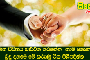 විවාහ ජීවිතය සාර්ථක කරගන්න හැම කෙනෙක්ම බුදු දහමේ මේ කරුණු ටික පිළිපදින්න.