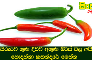 සිරුරට ගුණ දිවට අගුණ මිරිස් වල අපි නොදන්නා කතන්දරේ මෙන්න.