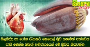 මලබද්ද හා රෝග රැසකට කෙසෙල් මුව කෑමෙන් අත්වෙන වාසි මෙන්න ඔබත් අනිවාරයෙන් මේ ලිපිය කියවන්න.
