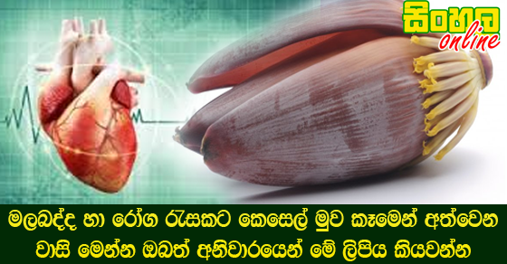 මලබද්ද හා රෝග රැසකට කෙසෙල් මුව කෑමෙන් අත්වෙන වාසි මෙන්න ඔබත් අනිවාරයෙන් මේ ලිපිය කියවන්න.